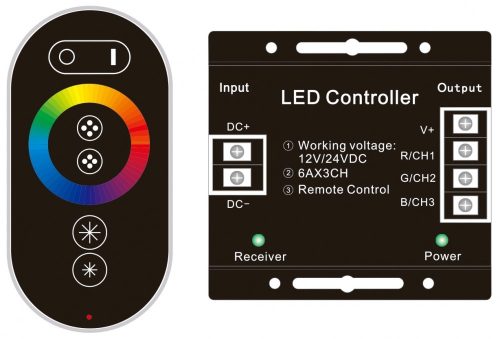 LED Szalag 12V 216W RGB 6 Gombos RF Érintőpaneles Távirányító és Vezérlő Avide