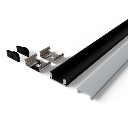 Falon kívüli opál búrás "U" fekete alu profil Avide