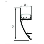 Oldalfali rejtett világításhoz opál búrás alu profil Avide