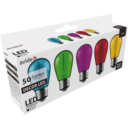 1W E27 zöld, kék, sárga, piros, lila LED Filament fényforrás Avide