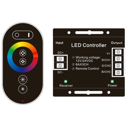 LED Szalag 12V 216W RGB 6 Gombos RF Érintőpaneles Távirányító és Vezérlő Avide