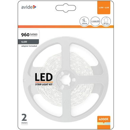 4,8W 4000K IP20 LED Szalag Bliszter 2M Avide