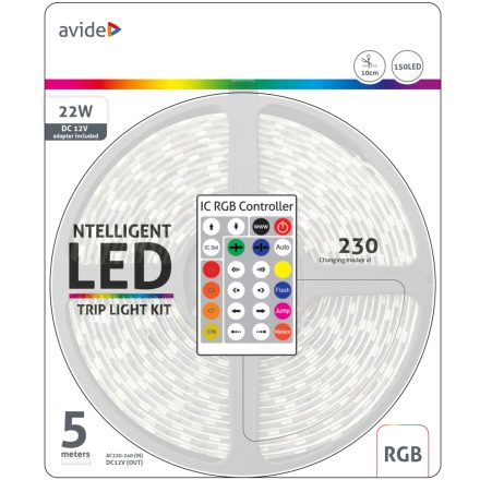 7,2W RGB IP65 LED szalag bliszter cimezhető 5M Avide