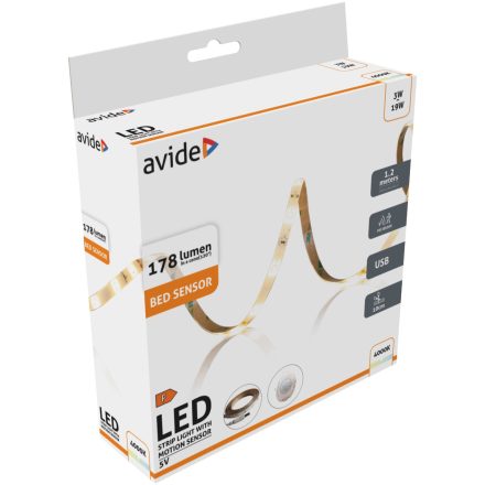 3W 3000K LED szalag ágy szenzor USB Avide