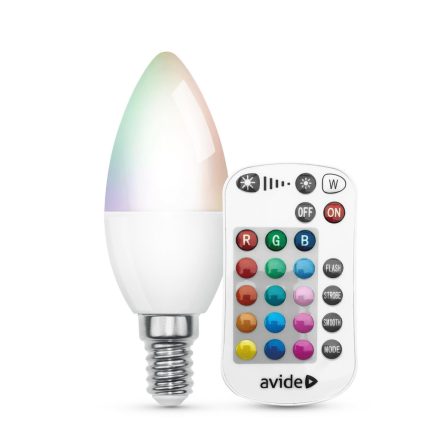 4,9W RGB+W E14 LED fényforrás távirányítóval Avide