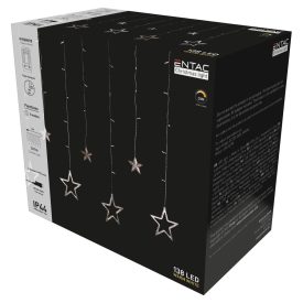   Karácsonyi függöny IP44 12db csillag 8F + időzítő 2x1m IR távirányítóval Entac