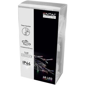 Karácsonyi füzér IP44 időzítővel színes 4m Entac