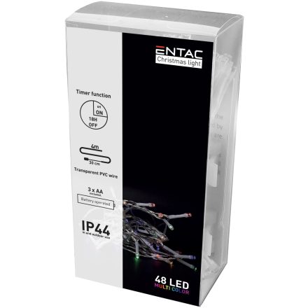 Karácsonyi füzér IP44 időzítővel színes 4m Entac