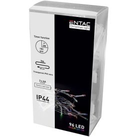 Karácsonyi füzér IP44 időzítővel színes 7m Entac