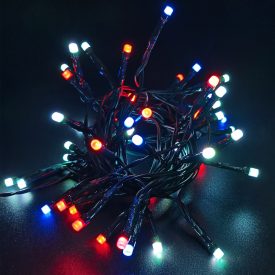   Karácsonyi füzér IP44 színes 5,4m leszúrható napelemes konzollal IR távirányítóval Entac