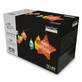   Karácsonyi beltéri füzér színes csillagok WW 1,65m Entac