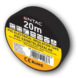 Szigetelőszalag 0,13x15mm fekete 20m Entac 