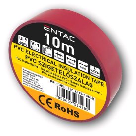 Szigetelőszalag 0,13x19mm piros 10m Entac 