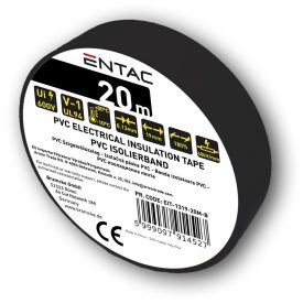 Szigetelőszalag 0,13x19mm fekete 20m Entac 