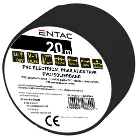 Szigetelőszalag 0,13x50mm fekete 20m Entac 