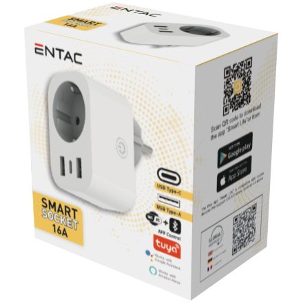 Smart hálózati adapter 1X Type-F, 2XUSB-A, 1XUSB-C 2.4A WIBLE Entac