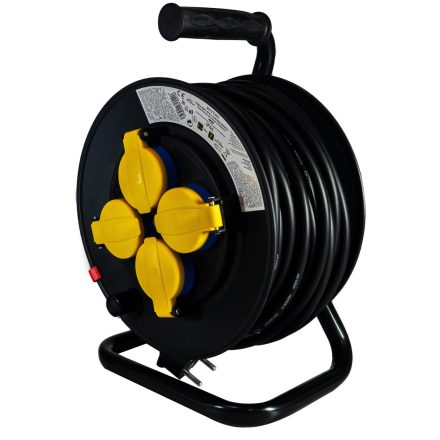 Kábeldob 4 aljzat 25 méter 1,5 mm² vezetékkel fekete Entac