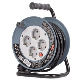   Kábeldob 4 aljzat 10 méter 1,5 mm² vezetékkel fekete Entac