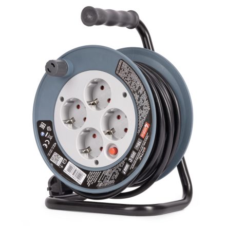 Kábeldob 4 aljzat 10 méter 1,5 mm² vezetékkel fekete Entac