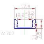 "U" alakú alumínium profil max.12 mm széles LED szalaghoz 2méter Conlight