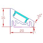 Sarok profil max.12 mm széles LED szalaghoz 30°/60° dőlésszöggel 1méter Conlight