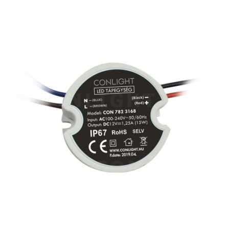 15W 12V IP67 műanyagházas LED tápegység Conlight