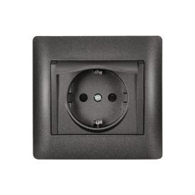 Rhyme német típusú dugalj fedéllel grafit metál Elmark