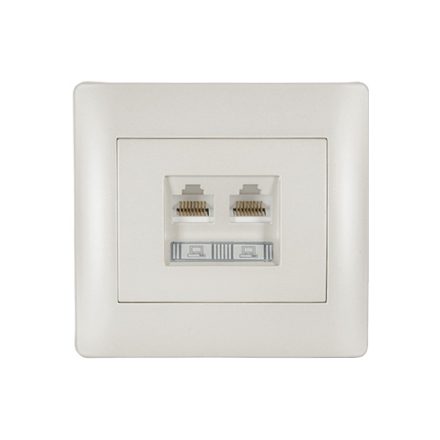 Rhyme számítógép hálózati dupla aljzat fehér metál Elmark