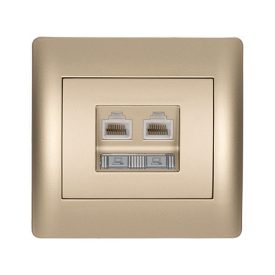   Rhyme számítógép hálózati dupla aljzat pezsgő metál Elmark