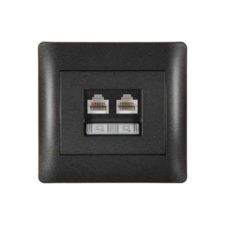 Rhyme számítógép hálózati dupla aljzat grafit metál Elmark