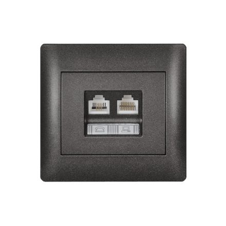 Rhyme telefon aljzat + számítógép hálózati aljzat grafit metál Elmark