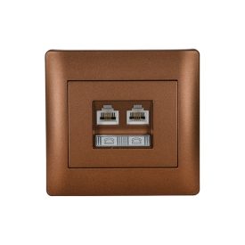   Rhyme telefon aljzat + számítógép hálózati aljzat kávé metál Elmark