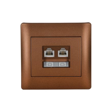 Rhyme telefon aljzat + számítógép hálózati aljzat kávé metál Elmark