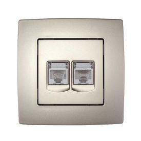   City telefon RJ11 + számítógép aljzat RJ45 pezsgő metál Elmark