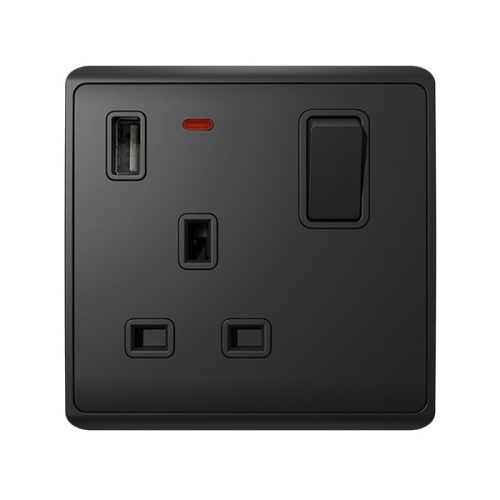 London dugalj egy pólusú kapcsolóval, jelzőfénnyel + USB fekete Elmark