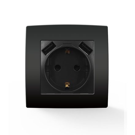 City német típusú dugalj + 2USB antracit Elmark