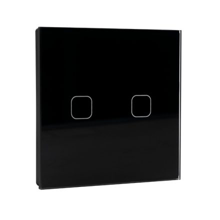 WI-FI okos érintőképernyős EU 2 GANG 1 WAY kapcsoló fekete Elmark
