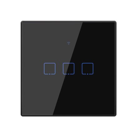 WI-FI okos érintőképernyős EU 3 GANG 1 WAY kapcsoló fekete Elmark