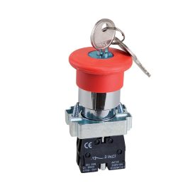 Gombafejes nyomógomb TYPE EL2-BS 142 NO+NC kulccsal Elmark