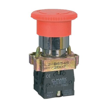 Gombafejes nyomógomb BS 545 1NC+1NO PIROS Elmark
