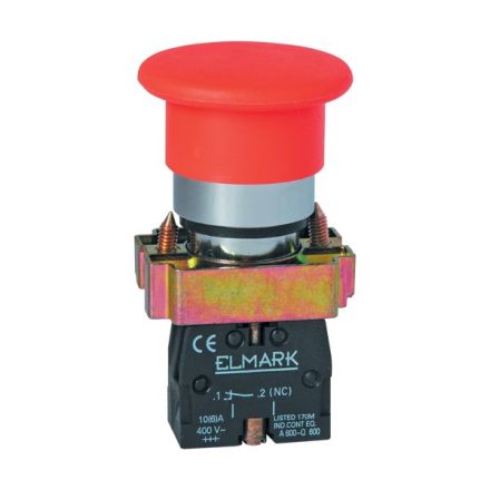 Gombafejes nyomógomb TYPE BC 42 1NC piros Elmark