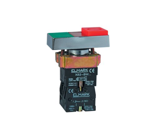 Beépíthető dupla nyomógomb BW 8475 2 24V 1NO+1NC piros és zöld+LED indikátor Elmark