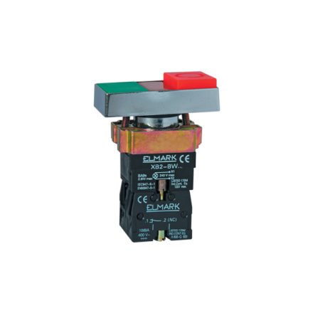 Dupla nyomógomb EL2-BW 8475 230V piros + zöld gomb + LED fény Elmark