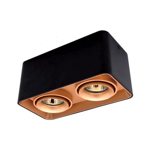 Spot lámpatest 2XGU10 négyzet billenthető arany/fekete Elmark
