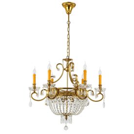 George csillár 9XE14 sárgaréz/kristályok Elmark