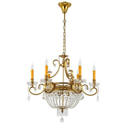 George csillár 9XE14 sárgaréz/kristályok Elmark