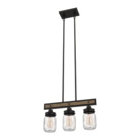 Piera csillár 3XE27 fekete/fa Elmark