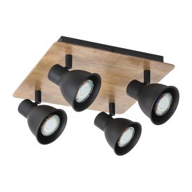Riko spot 4xGU10 fekete/fa Elmark