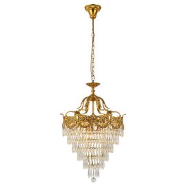 Windsor csillár 9XE14 sárgaréz/kristályok Elmark