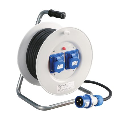 Kábeldob 2 aljzat 30 méter 1,5 mm² vezetékkel szürke IP44 Eurolamp